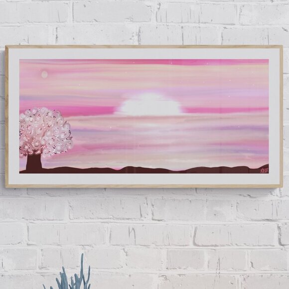Pink Sunrise | magical | Modern Wall Art Decor | Minimalist Digital Print - Picture 1 of 3